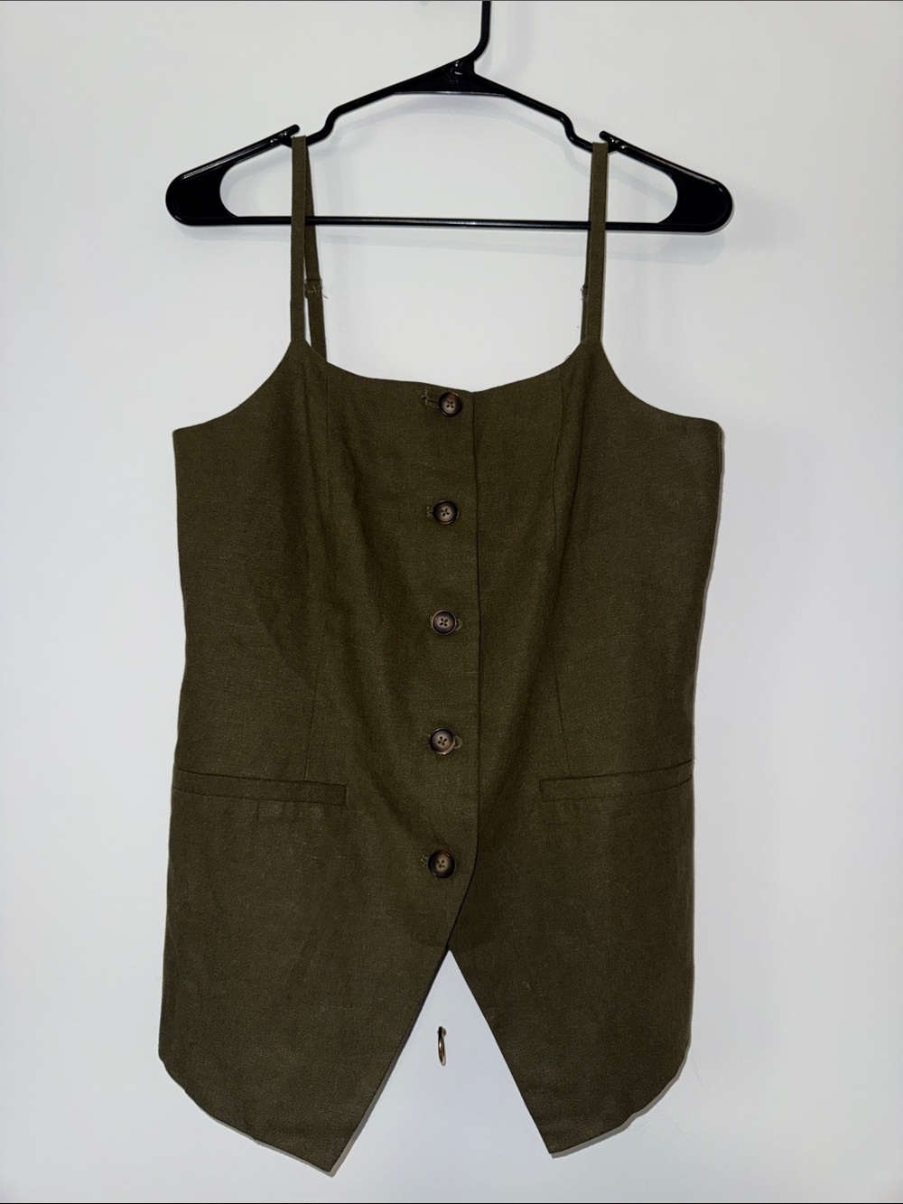 Green button up tank